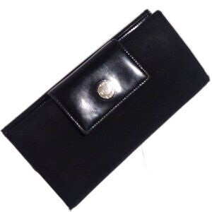 Bvlgari Black Leather Trifold Long Wallet, Snap Closure - Auth., Good Condition